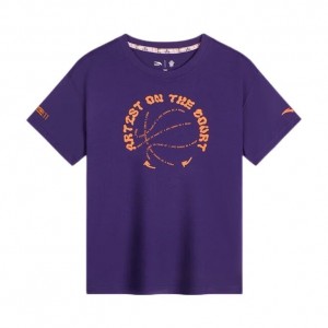 Anta KAI 1 Pure Cotton Basketball T-shirt Purple USA | QOC160847