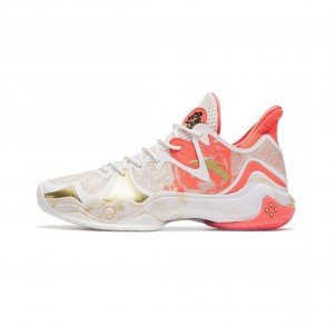 Anta Shock Wave 4 Basketball Shoes White / Pink USA | YEW390214